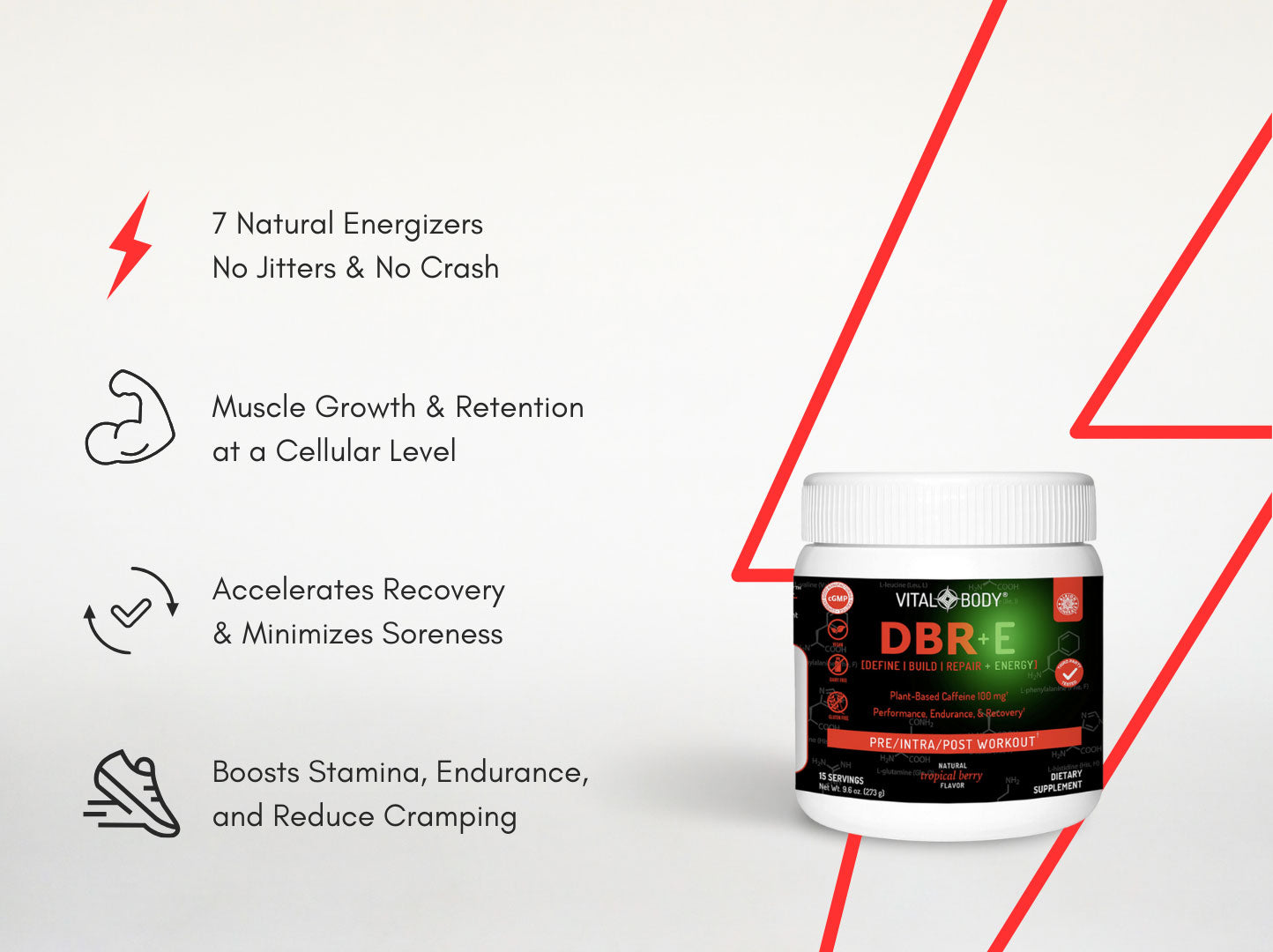 DBR+E (Define | Build | Repair | + Energy) - PLANT-BASED CAFFEINE PERFORMANCE MULTIPLIER WORKOUT POWDER - 15 Servings