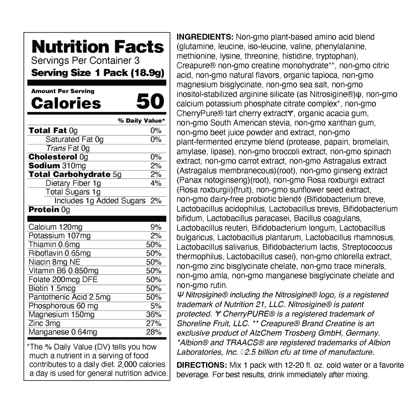 DBR (Define | Build | Repair) - PERFORMANCE MULTIPLIER PRE-INTRA-POST WORKOUT POWDER - No Stim - 3 Servings
