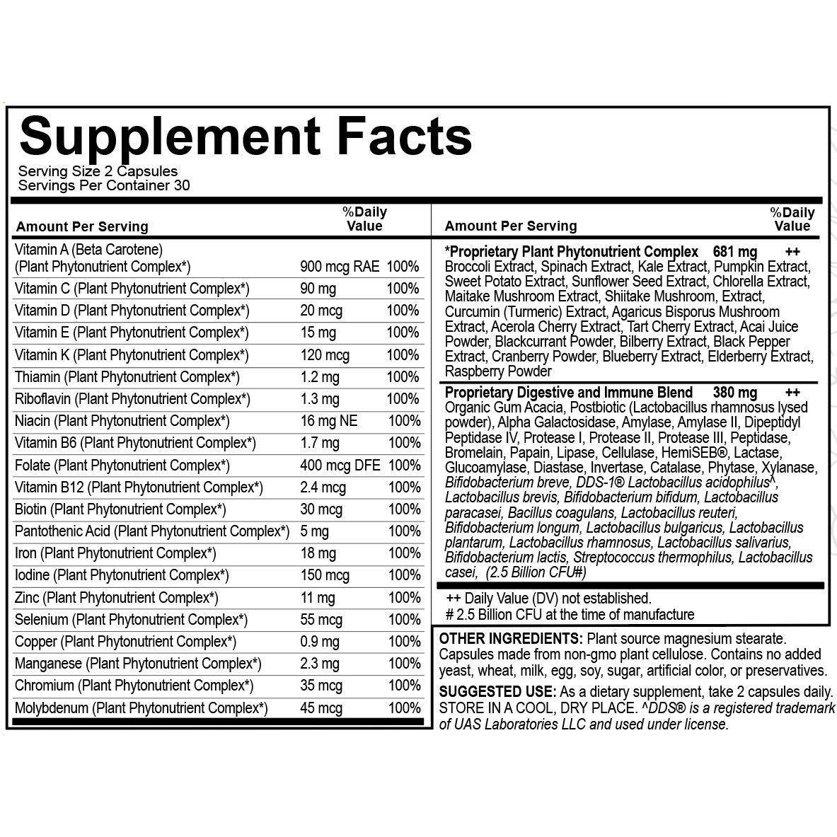 DAILY NATURALCEUTICAL - ESSENTIAL SUPERFOOD CAPSULES WITH PRE-PRO-POSTBIOTICS - 30 SERVINGS