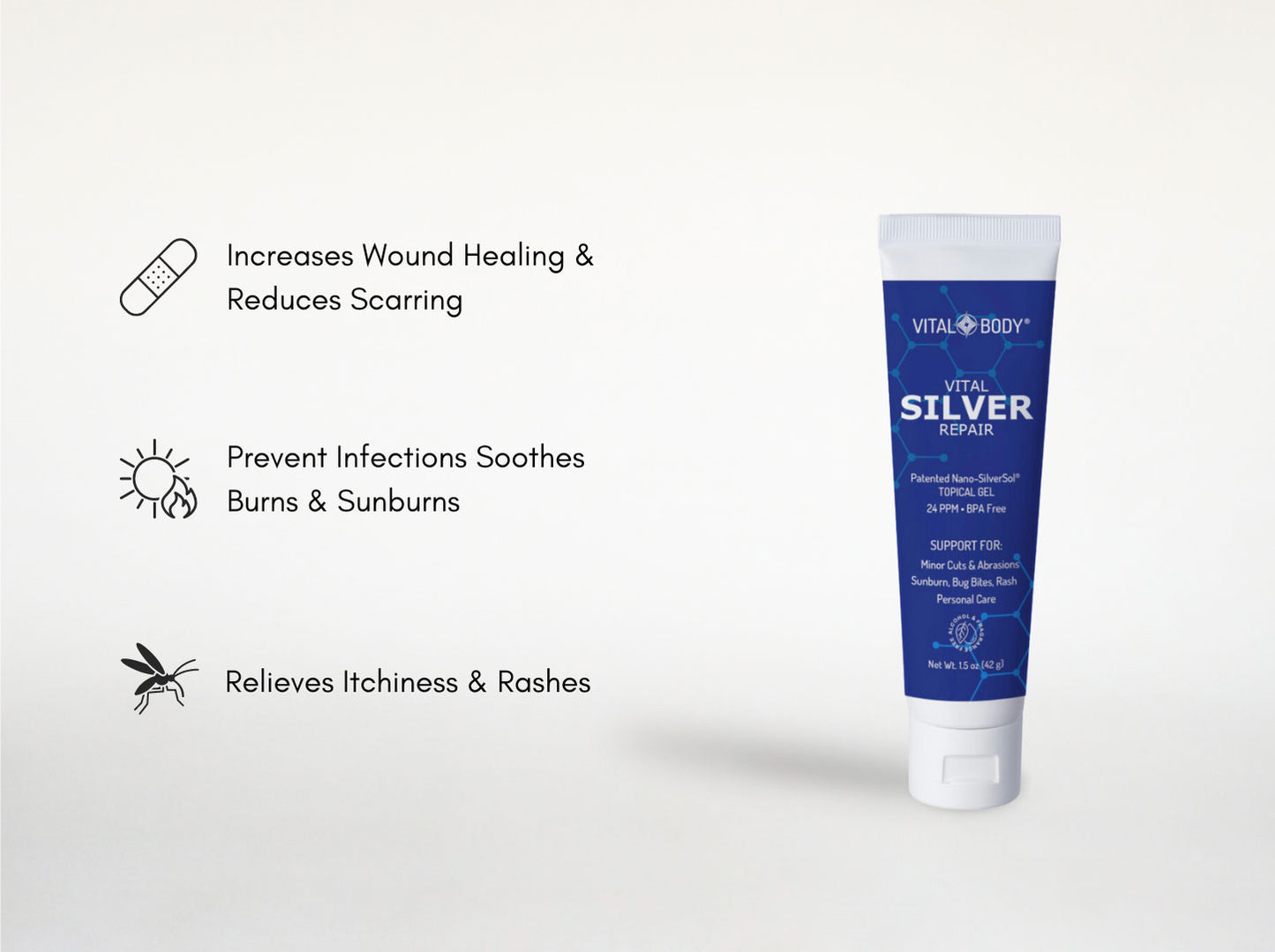 VITAL SILVER REPAIR - Nano Silver Therapeutic Topical Gel - Supports Natural Healing (1.5oz)