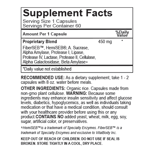 TOTAL SUGAR CONTROL - CONVERT UP TO 90% OF SUGAR TO FIBER WITH TOTAL SUGAR CONTROL - 60 Capsules