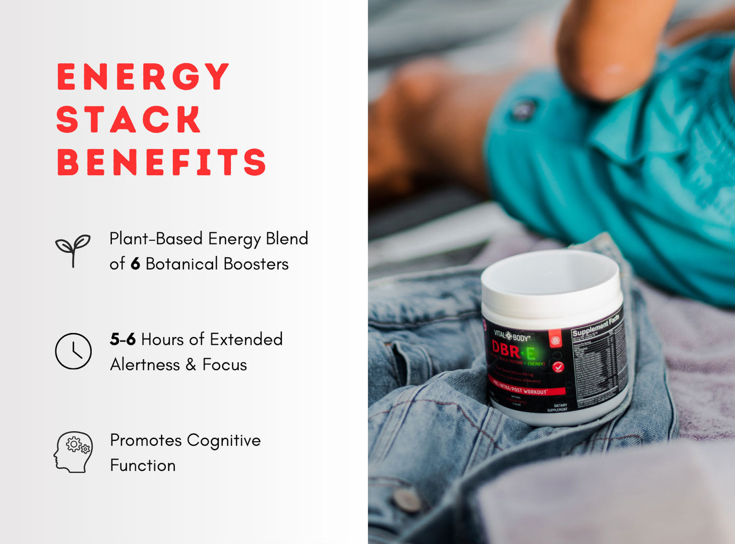 DBR+E (Define | Build | Repair | + Energy) - PLANT-BASED CAFFEINE PERFORMANCE MULTIPLIER WORKOUT POWDER - 15 Servings