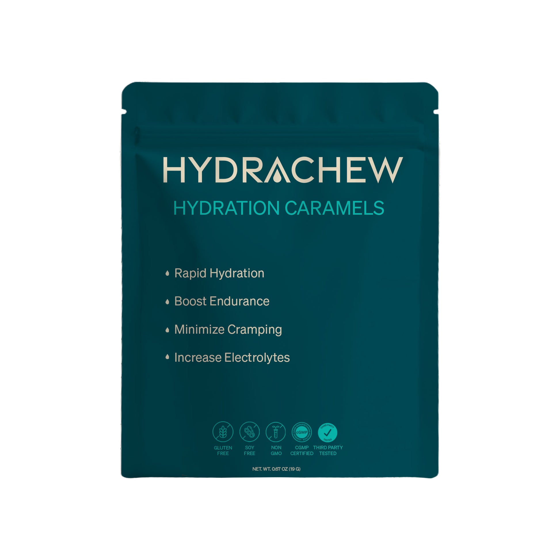 Hydrachew hydration caramels packaging on a white background